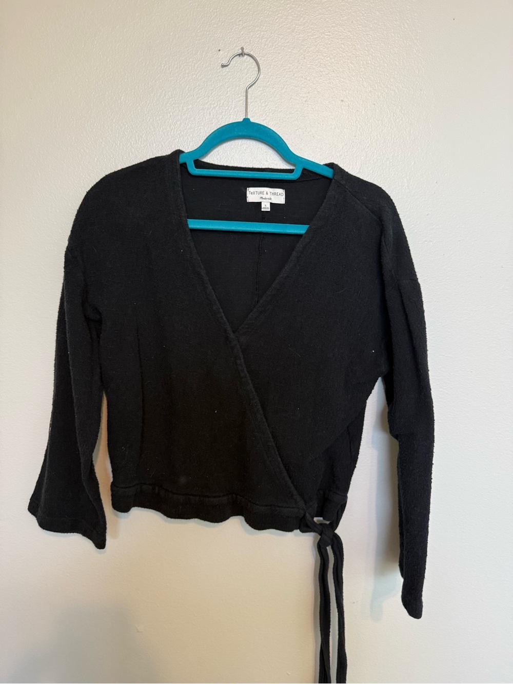 Madewell Black V-Neck Wrap Sweater